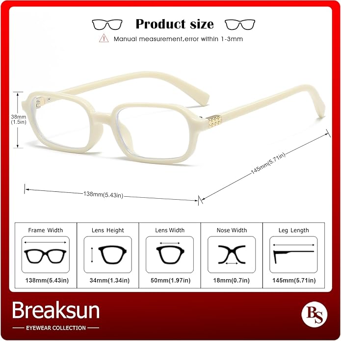 Retro Rectangle Glasses for Women Men Small Square Blue Light Blocking Glasses Vintage Eyeglasses