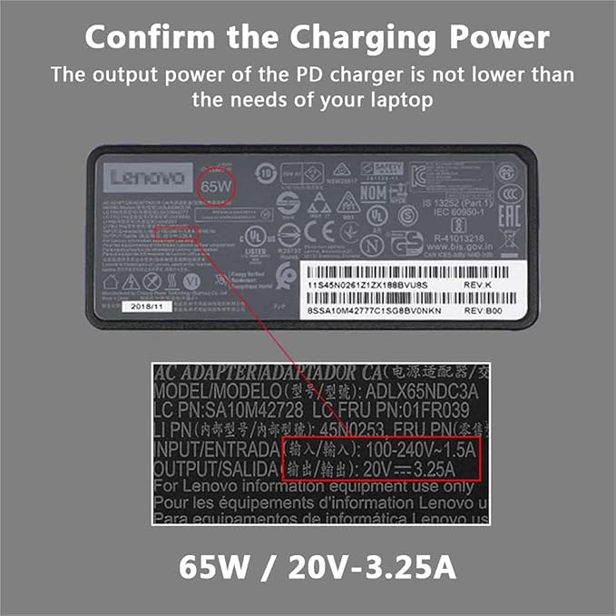 USB C to Slim Laptop Charging Cable Adapter Female Type C to DC Converter 0.8ft 100W PD Power Charger Supply Cord for Lenovo Thinkpad T60 T61 T400 T430 T510 X220 X61 L420 E420 (7.9 x 5.5mm for IBM)