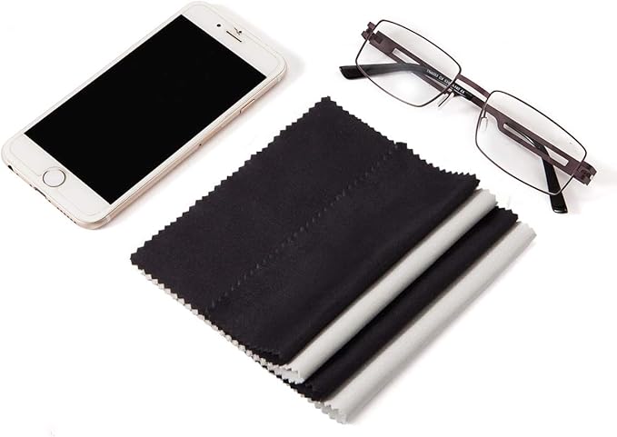 Eye Glasses Cleaning Cloths Microfiber - 12 Pack Lens Wipes Micro-Fiber for Glasses Sunglasses Wipers Eyeglasses Cleaner 5x6 Inch Lint Free Screen