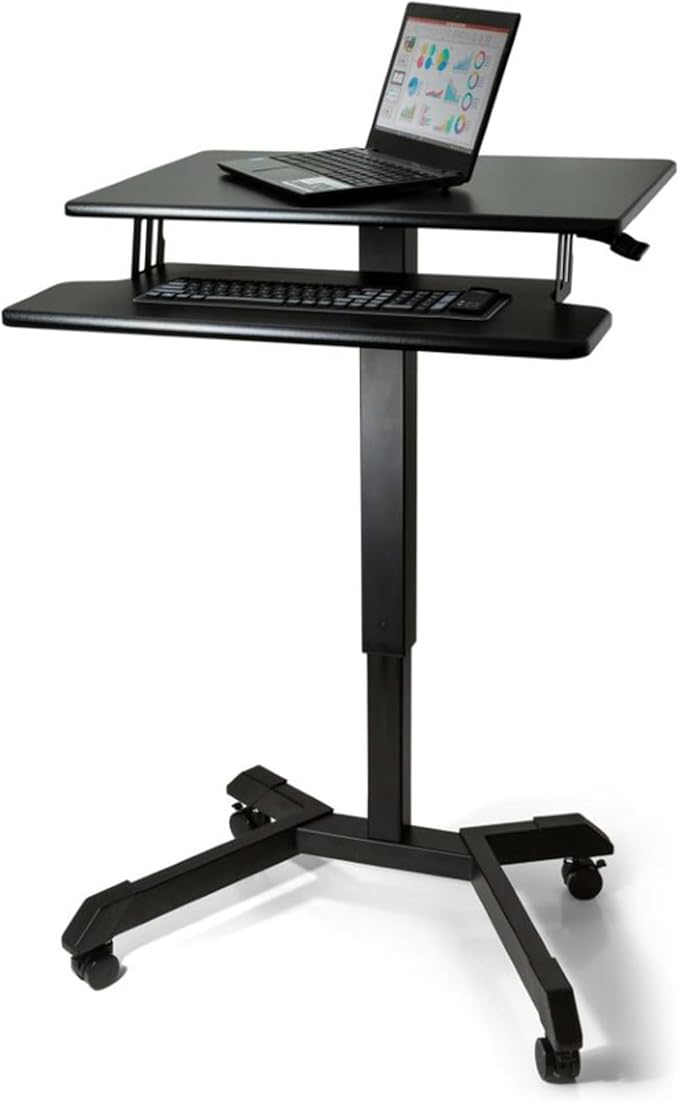 Victor DC550 High Rise Collection Mobile Adjustable Standing Desk (Dual-Tier) Black 25.6" x 17.7" x 45.3"