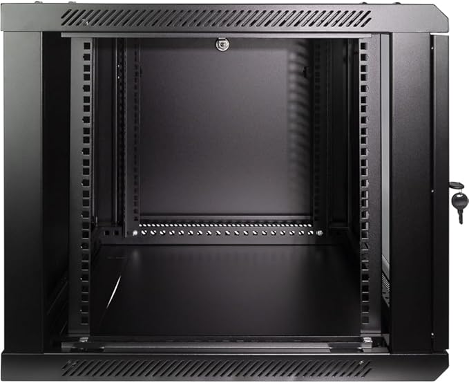 Navepoint 9U Deluxe IT Wallmount Cabinet Enclosure 19-Inch Server Network Rack with Locking Glass Door 24-Inches Deep Black