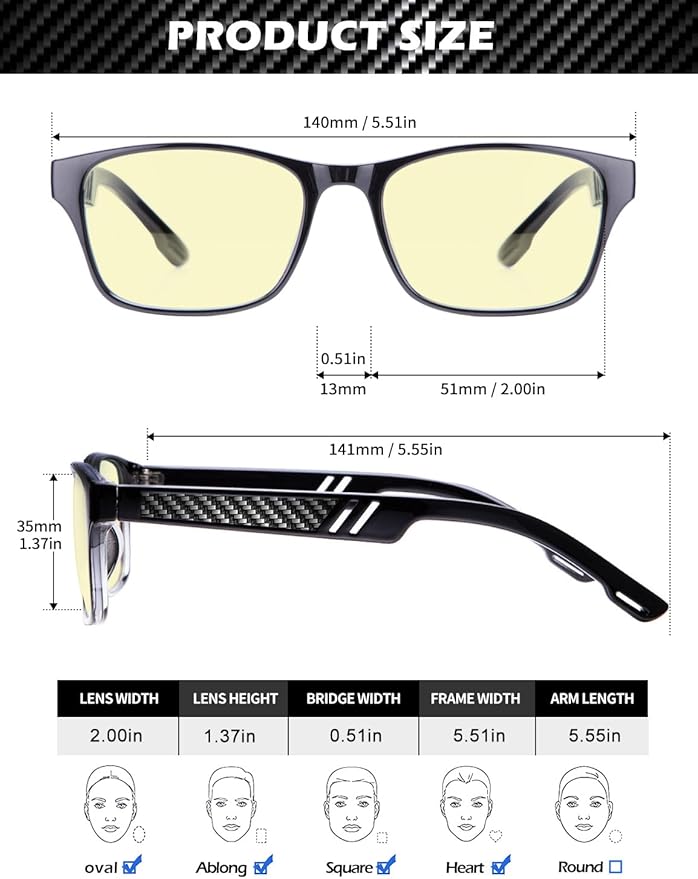 ANYLUV Blue Light Glasses Men Women Computer Gaming Glasses Anti Eyestrain Lightweight Blue Light Blocking Glasses