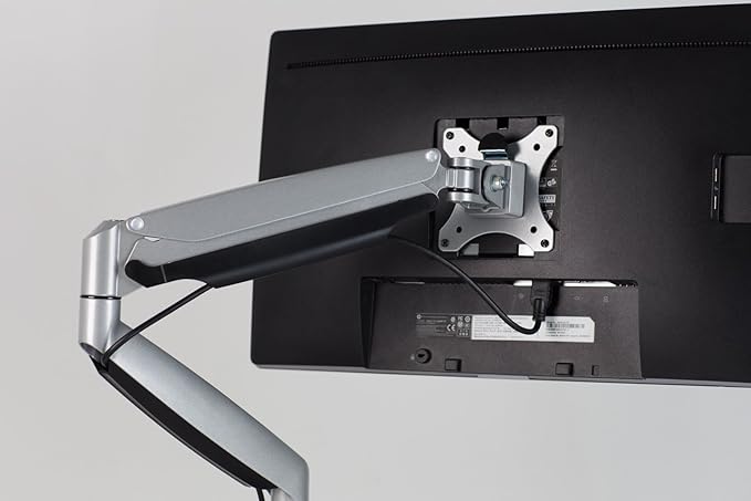 Mount-It! Single Monitor Arm Desk Mount with Gas Spring, Height Adjustable Monitor Stand for 13–32 Inch Screens up to 20 lbs, VESA 75x75 & 100x100, C-Clamp & Grommet, Sit-Stand Desk Compatible