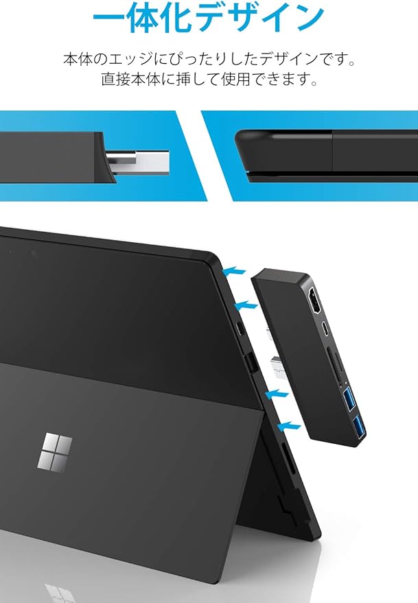 LENTION Surface Pro 7 USB C Hub Docking Station,6-in-1 Surface Pro 7 Hub,4K@60Hz USB C to HDMI Hub,SD&Micro SD Dual Card Reader Hub,2 USB 3.0 Hub,60W Type C Charging Port Hub(CS34,Black)