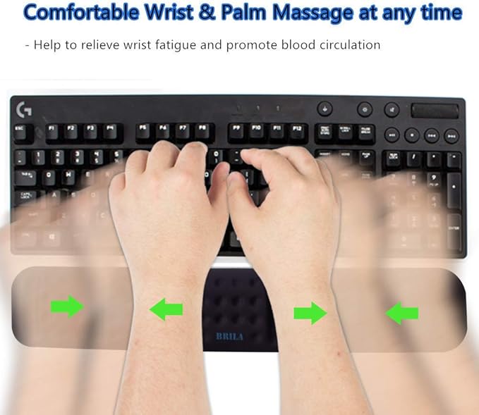 BRILA Upgraded Ergonomic Keyboard Wrist Rest Support Cushion Pad, Comfy Soft Memory Foam Gel Padding Non-Slip Large Keyboard Wrist Hand Elbow Palm Support Pad for Office Work & PC Gaming