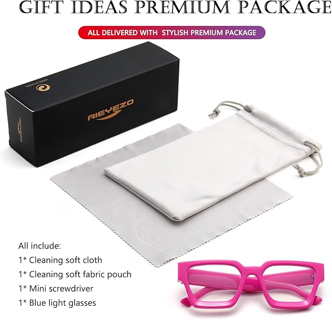 AIEYEZO Square Thick Frame Glasses for Women Men Fashion Blue Light Glasses Trendy Chic Computer Eyeglasses