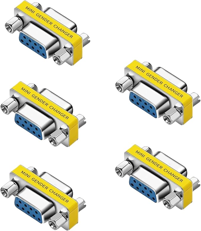 db9 Connector Null Modem Adapter,9-Pin Serial vga Adapter RS232 db9 Gender Changer,for Computer and Industrial Device Data Transfer(F-F (5P))