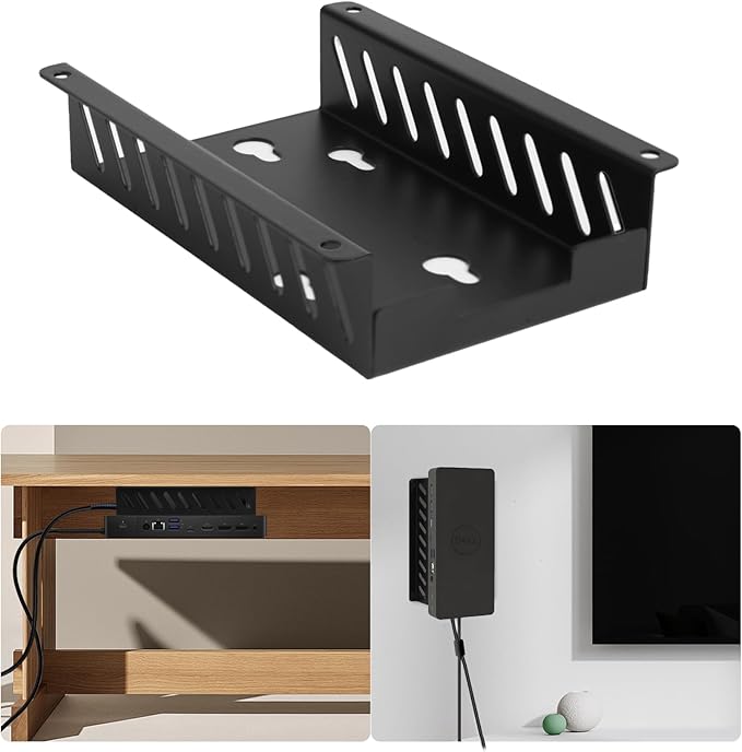 Under Desk and Wall Mount for Dell Docking Station,Metal Mount for WD19 WD19S WD19TBS WD22TB4 UD22 WD25 SD25 Series Dock & Power Adapter Mounting Bracket,Docking Station and Power Bricks Holder Kit