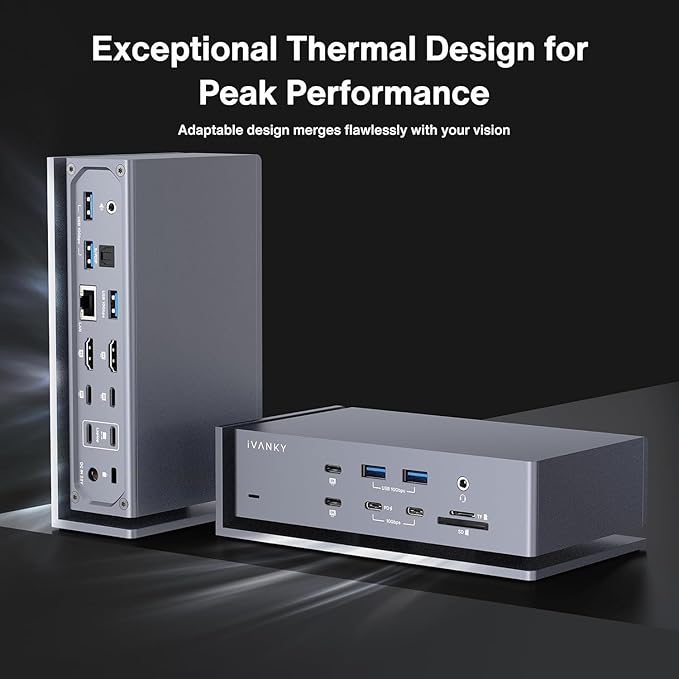 iVANKY FusionDock Max 1 Dual Thunderbolt 4 Chips, 20-in-1 Quad 6K@60Hz Monitor MacBook Docking Station, 40Gbps Dock for Mac M1/M2/M3 Pro/Max, 2HDMI 2.0, 96W PD, 10Gbps USB, 2.5 GbE