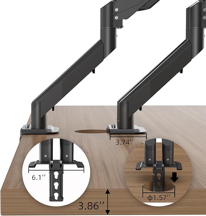 Dual Monitor Arm 32inch, Dual Monitor Mount, Monitor Desk Mount, Dual Monitor Stand Vesa Bracket, Monitor Stands for 17-32inch & 22lbs Monitors VESA Mount Computer Monitor Arm, Double Gas Spring Arm