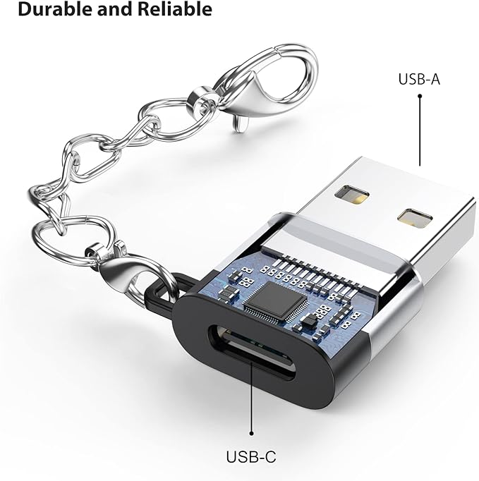 USB C Female to USB Male Adapter 2 Pack, USB 2.0 (18W Charging & 480Mbps Data Transfer Sync) Converter with Keychain, USBC Type C Connector for Laptop Car Charger Headphone Computer Hub etc.