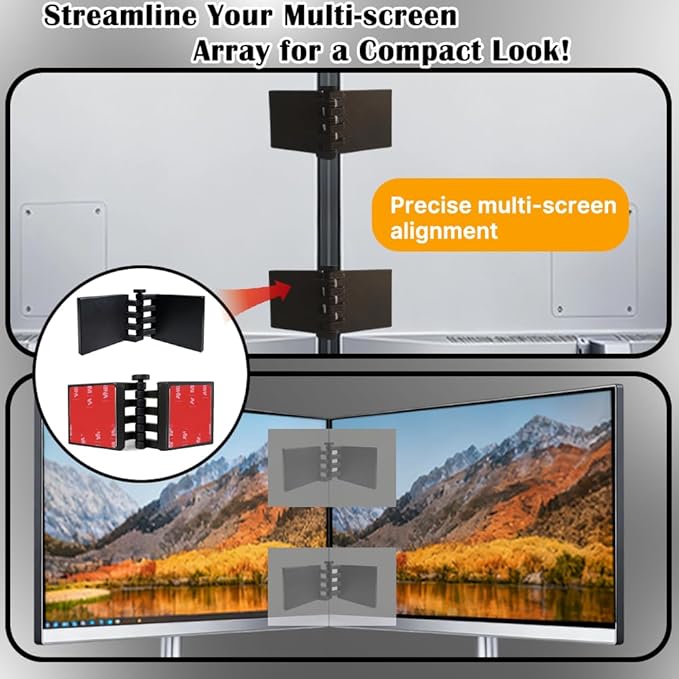4 Pack Dual Monitor Alignment Tool - Invisible Dual Screen Alignment Connector for VESA Mounts & Monitor Stands| Universal Fit Multi-Monitor Connector for Racing Sims, Multitasking