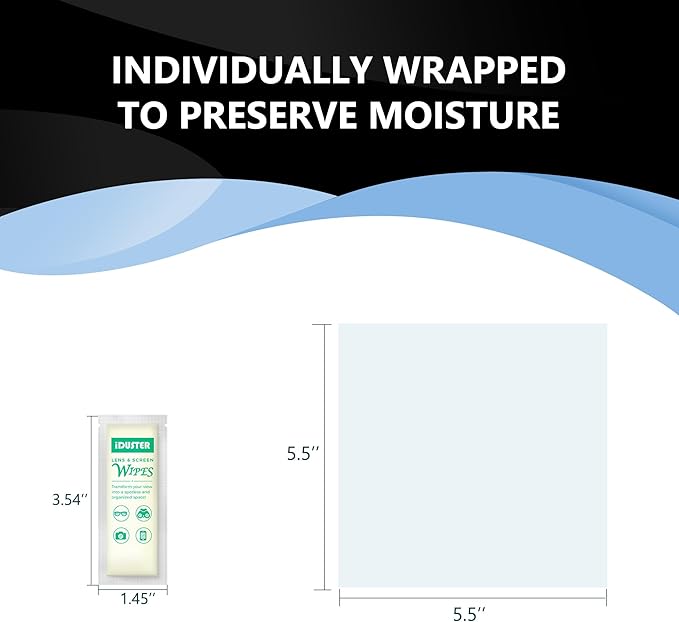 Screen Cleaner Wipes for Electronics, Individually Wrapped Laptop Screen Cleaner Wipes, Pre-Moistened Portable Electronic Wipes for Cell Phone, TV Screen, Computer Screen, Pack of 100