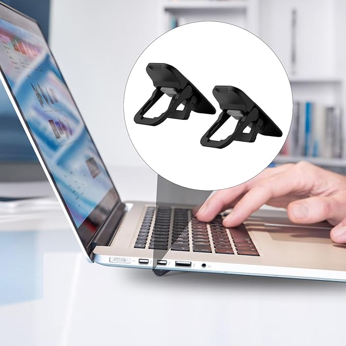 2pcs Flip Computer Keyboard Stand for Desktop, Mini Laptop Cooling Leg Rack Invisible Heightened Dual Tilted Adjustable Keyboard Feet Riser Ergonomic Office Desk Accessories for Notebook (Black)