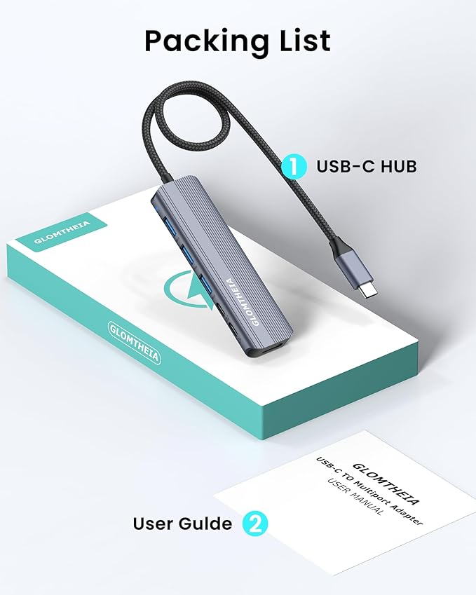 USB C Hub HDMI Multiport Adapter Dongles for MacBook Pro/Air Mac iPad Laptop, Tpye C Multiple Dock with 4k@30Hz HDMI, USB A 3.0, USB C 3.0, 100W Pass Through Charging