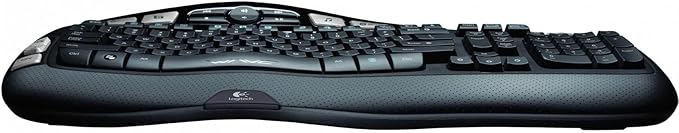 Logitech Wireless Ergonomic Wave Keyboard K350 with Palm Rest, RF, 104 Keys, Black, Office