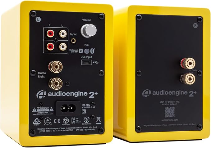 Audioengine A2+ Desktop 24 Bit Limited Edition Wireless Bluetooth Desktop Speakers - 60W Computer Speakers for Music and Gaming Accessories, (Limoncello Yellow)
