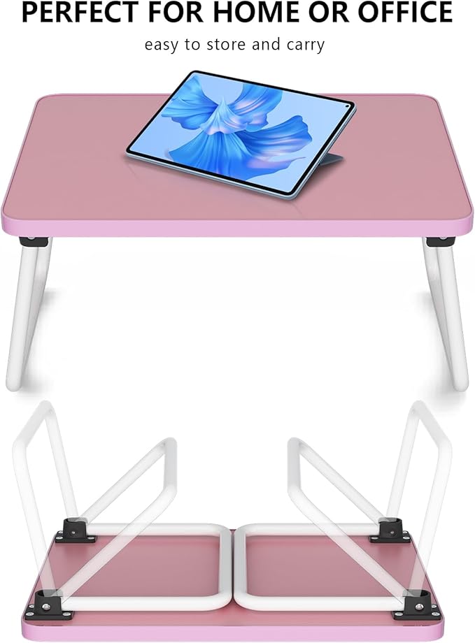 Lap Desks Laptop Tray for Bed or Couch,Portable Breakfast Serving Tray with Folding Legs,Foldable & Lightweight Mini Table, Laptop Stand for Working, Reading and Writing,Pink
