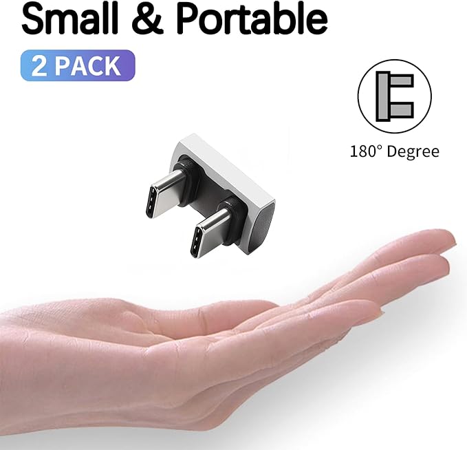 Duttek 240W USB C 180 Degree Adapter (40Gbps Data, 8K@60Hz Video) U Shape Type C Male to Male Adapter, USB C Angle for Thunderbolt 4/3, Switch, Laptop, Tablet, iPhone 16 15 2Pack
