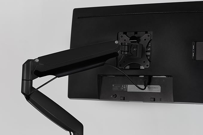 Mount-It! Single Monitor Arm Desk Mount with Gas Spring, Height Adjustable Monitor Stand for 13–32 Inch Screens up to 20 lbs, VESA 75x75 & 100x100, C-Clamp & Grommet, Sit-Stand Desk Compatible