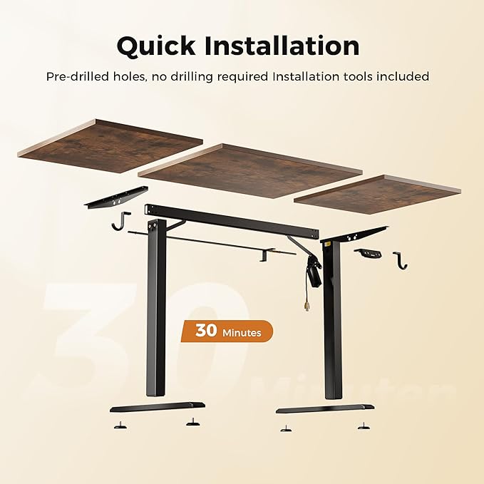 Agilestic Electric Standing Desk, 63 x 24 Inches Height Adjustable Desk, Sit Stand up Desk for Work Office Home, Splice Board, Vintage Brown