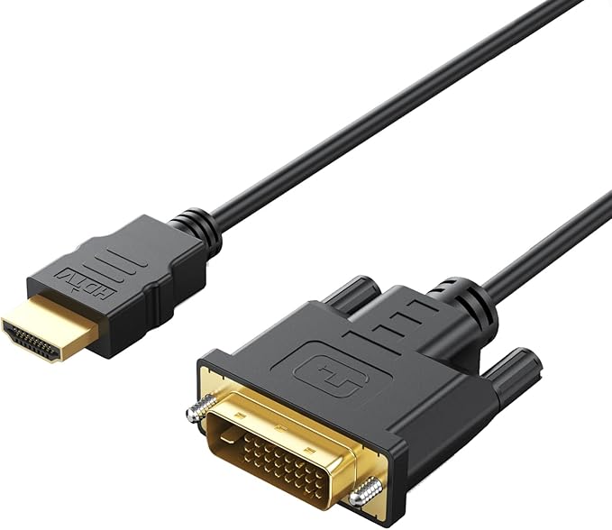 HDMI to DVI Cable 10-Pack, 6 Ft Bidirectional DVI-D to HDMI Male to Male High Speed Adapter Cable Support 1080P Full HD (10, Black)