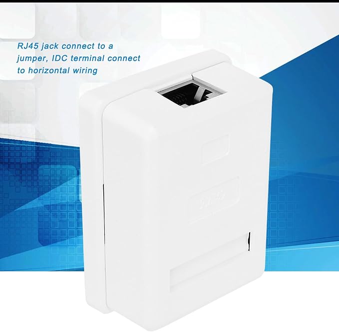 Kadimendium Networks Box Shielded CAT6 Single Port RJ45-8P8C Desktop Information Box for Networks Mounted, 2pcs ABS Shown with DouableSided Tape and Screw, for Wiring