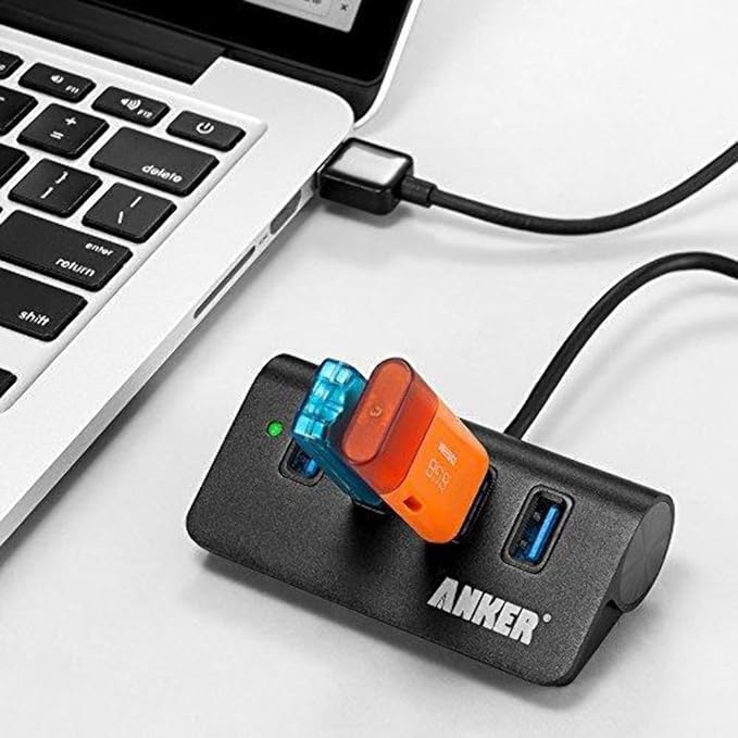 Anker 4-Port USB A hub Unibody Aluminum Portable Data Hub with 2ft USB 3.0 Cable,USB Splitter for MacBook, Mac Pro/mini, iMac, XPS, Surface Pro, Notebook PC, Mobile HDD and More