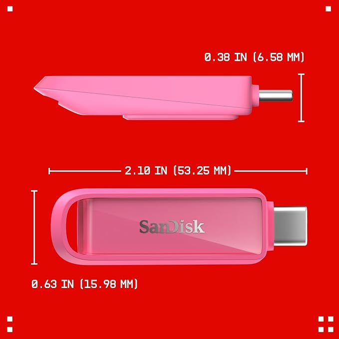 SanDisk 512GB Phone Drive with USB Type-C - for Smartphones, Tablets, and Computers - Up to 150MB/s, USB 3.2 Gen 1 - Seastar Pink - SDIXS0N-512G-GN6NG