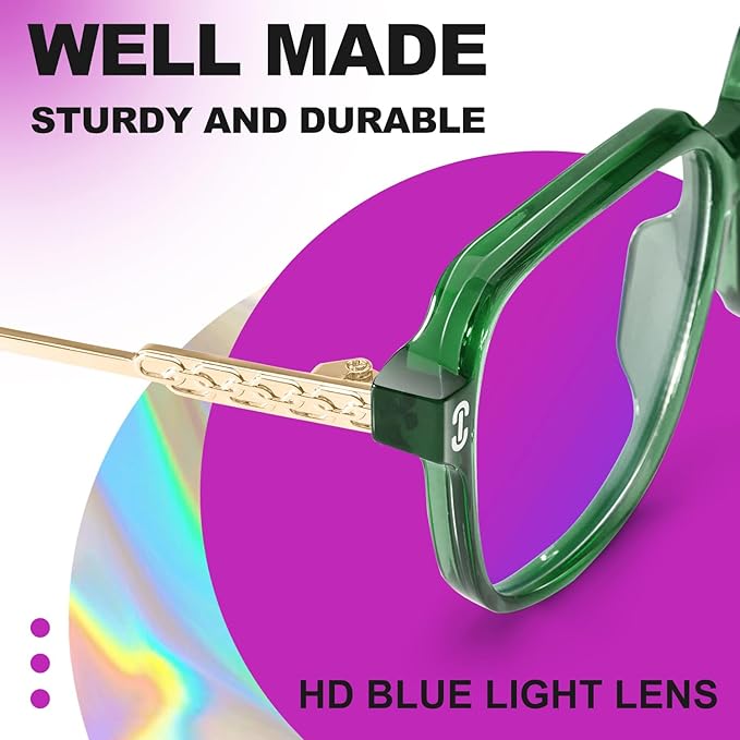 VISOONE 2 Pack Oversized Blue Light Blocking Glasses with Chic Square TR90 Frame and Metal Temple for Women Men REMY