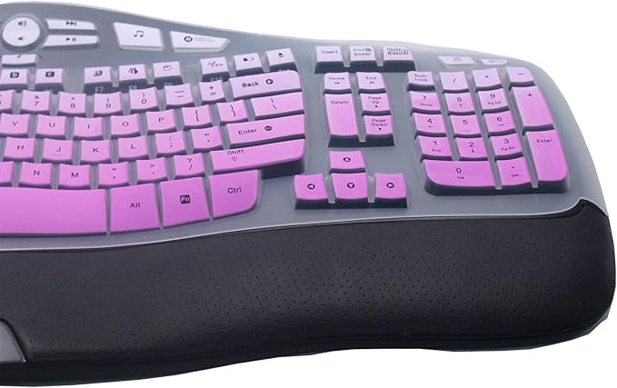 Silicone Keyboard Skin Cover Compatible for Logitech K350 MK550 MK570 Wireless Wave Keyboard, Logitech K350 MK550 MK570 Keyboard Skin (Ombre Purple)