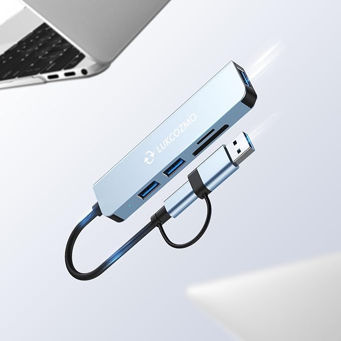 USB Hub 5 Ports, Multiple USB Hub 3.0 & TF/SD Card Reader, USB Splitter 5 in 1 USB Extender Compatible with MacBook/Pad Pro/Dell/HP Laptop/Phones…
