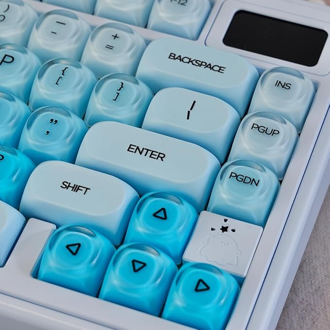Sumgsn 132 Keys PBT Blue Jelly Keycaps Moa Profile Keycaps Set Fit for 61/64/87/104/108 Cherry Mx Switches Mechanical Keyboard