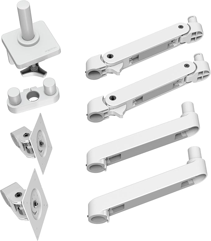 Ergotron – Upgraded LX Pro Premium Dual Monitor Arm, VESA Desk Mount – for 2 Monitors Up to 27 Inches, 4 to 20 lbs Each – White