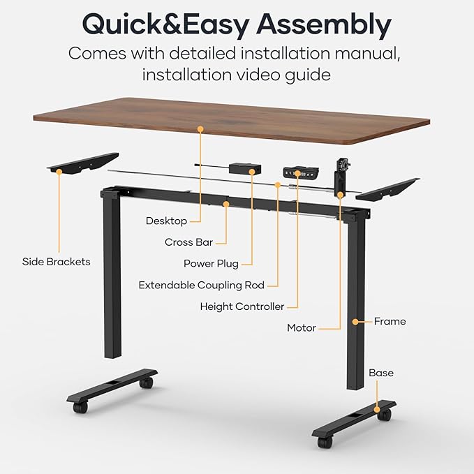 Crenova Electric Standing Desk Adjustable - 55 x 28 Inches Computer Home Office Stand Up Desk, Whole-Piece Sit Stand Studying Gaming Table(Vintage Brown)