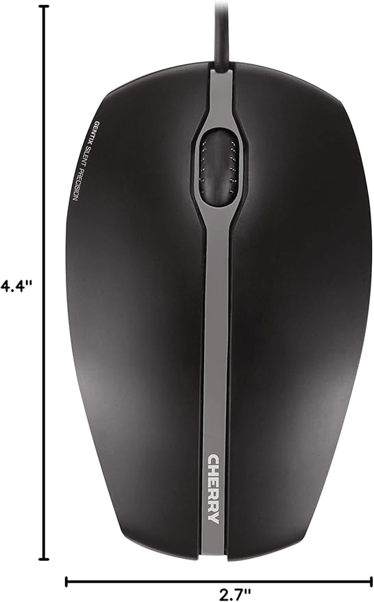 Cherry GENTIX Silent - Corded - Quiet Mouse - No clicking Noise - Rubber Sides - Symmetrical – Black