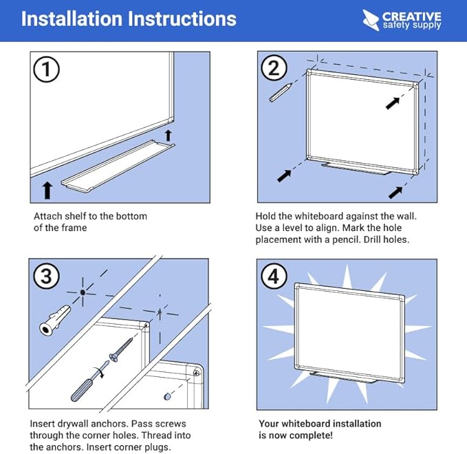 Magnetic Project Planning Dry Erase Whiteboard – Wall Mounted with Aluminum Frame & Marker Tray – Easy Erase Planning Board for Office, Teams & Scheduling 60" x 40"