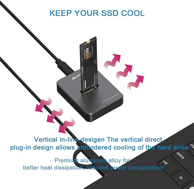 M.2 NVMe & SATA to USB C Docking Station, Aluminum Alloy M.2 SSD to USB A C Reader Adapter for 2280 2260 2242 2230 Enclosure, Fits Both M.2 (M Key, B+M Key) NVMe and SATA NGFF SSDs