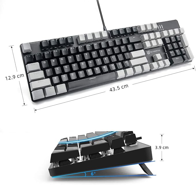 104 Keys Full Size Mechanical PC Gaming Keyboard | Hot Swappable LED Backlit Light Up Wired Mechanical Computer Keyboards | Brown Switch US Layout Black & Grey Keycaps Keyboard for Gaming