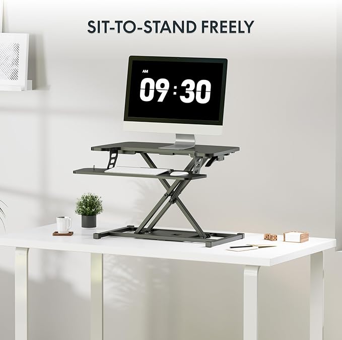 FLEXISPOT 28-Inch Height Adjustable Standing Desk Converter Stand up Tabletop Workstation for Monitor Riser