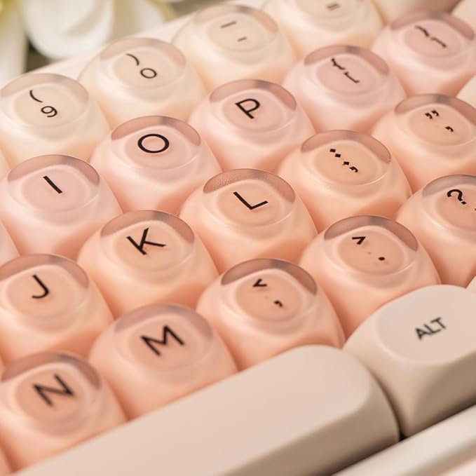 Sumgsn 132 Keys PBT Pink Jelly Keycaps MOA Profile Keycaps Set Comaptible with 61/64/87/104/108 Cherry Mx Switches Mechanical Keyboards (Only Keycaps)