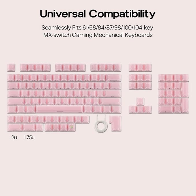 EPOMAKER Lusterfly Jelly Keycaps Set - 123 Keys Double-Shot Laser Engraved, MDA Profile, ABS+PC, Non-Shine-Through, MX-Compatible for 61/68/84/87/98/100/104-Key Mechanical Keyboard (Pink)