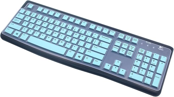 Silicone Keyboard Skin Cover Protector Compatible for Logitech K120 & MK120 Full-Size Wired Keyboard, MK120 & K120 Keyboard Protective Accessories (Mint)