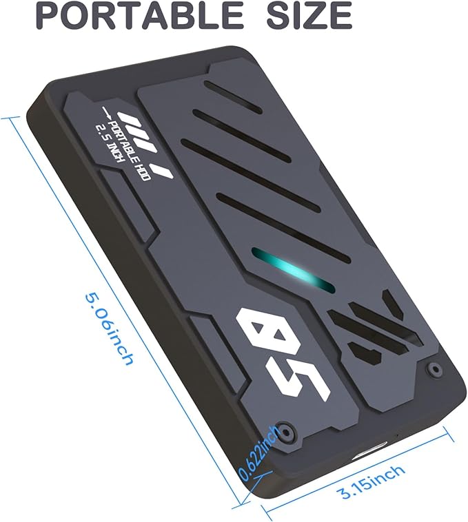 Ultra Slim Portable External Hard Drive USB 3.1 Type C HDD Storage for PC, Laptop, Mac, Xbox one, PS4, PS5 (320GB)
