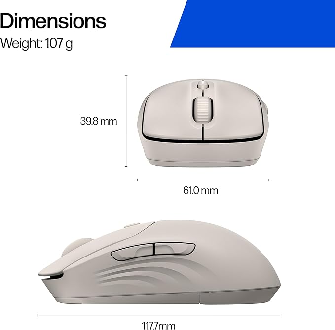 HP 400 Quiet Wireless Mouse, Dual Bluetooth & 2.4GHz, Soft Silicone, Quiet Clicks, Microsoft Wheel, 24-Month Battery, 6000 DPI, Ambidextrous, Eco-Friendly Design, Multi-OS, Maple