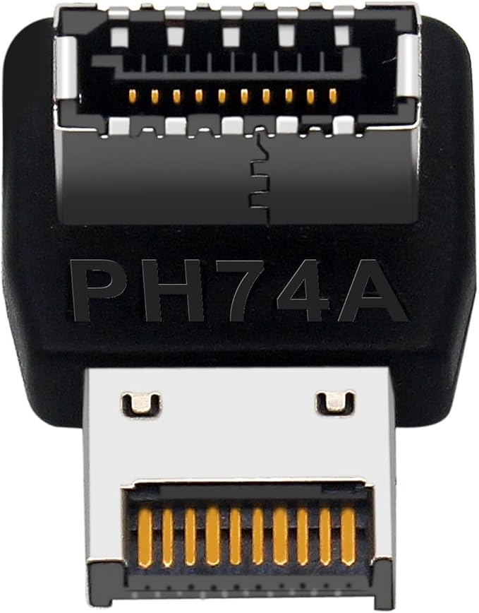 USB 3.2 Type-E 90 Degree Front Panel Socket, Vertical USB C Header Adapter Converter for Computer Motherboard (PH74B)