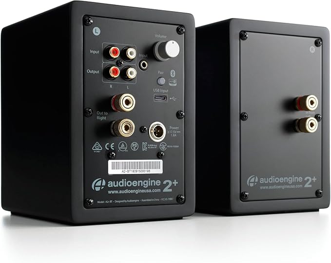 Audioengine A2+ Desktop 24 Bit Wireless Bluetooth Desktop Speakers - 60W Computer Speakers for Music and Gaming (Pack of 2)