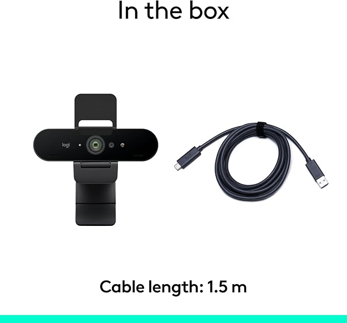 Logitech Brio 4K Webcam, Video Calling, Noise-Cancelling mic, HD Auto Light Correction, Wide Field of View, Windows Hello Works with Microsoft Teams, Zoom, Google Meet, PC/Mac/Laptop/MacBook/Tablet
