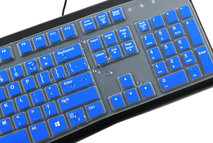 Silicone Keyboard Skin Cover Protector Compatible for Logitech K120 & MK120 Full-Size Wired Keyboard, MK120 & K120 Keyboard Protective Accessories (Blue)