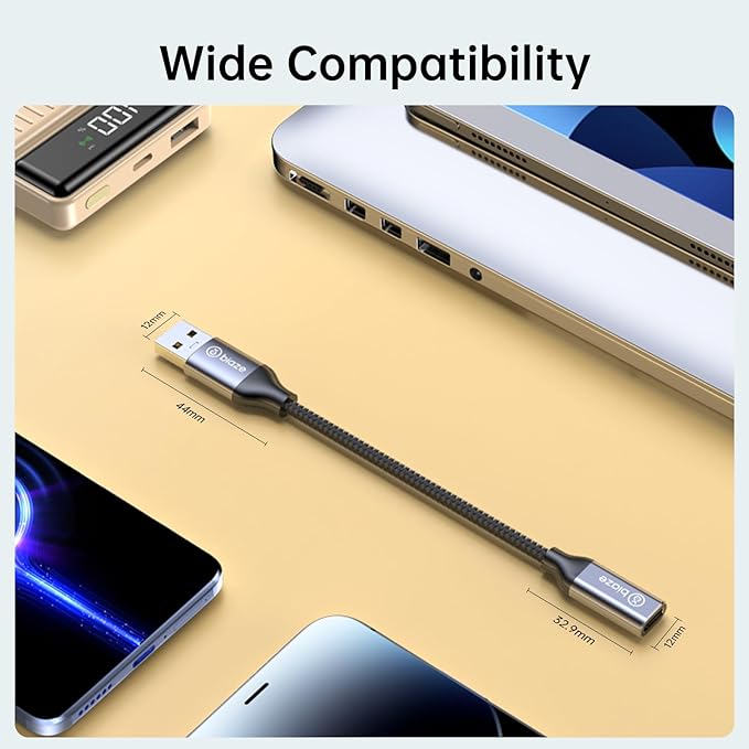 USB C Female to USB Male Adapter, USB A to USB C Cable Adapter with 10Gbps Data Transfer and Charging for Laptop, PC, Flash Disk, Quest Link, Charger